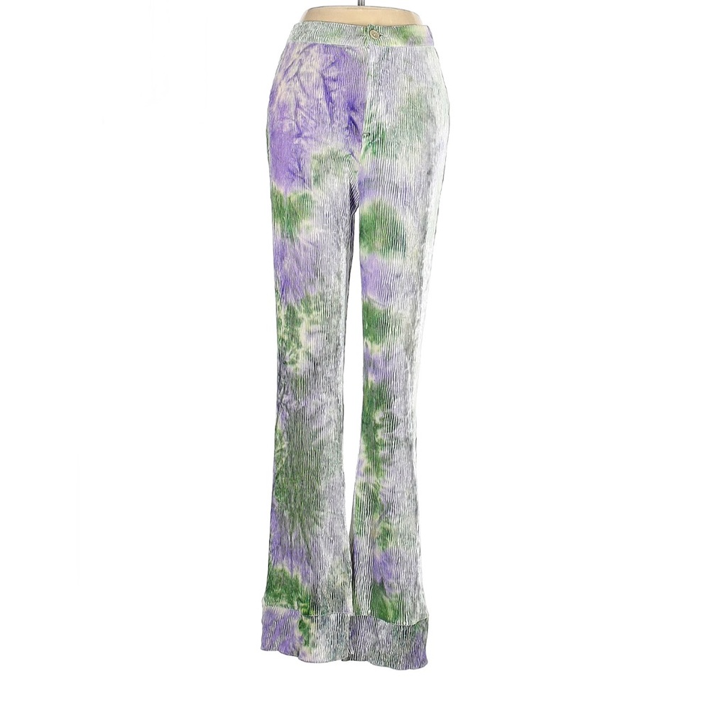 Find Me Now Purple Green Grey Tie Dye Pull On Wide Leg Pants NWT